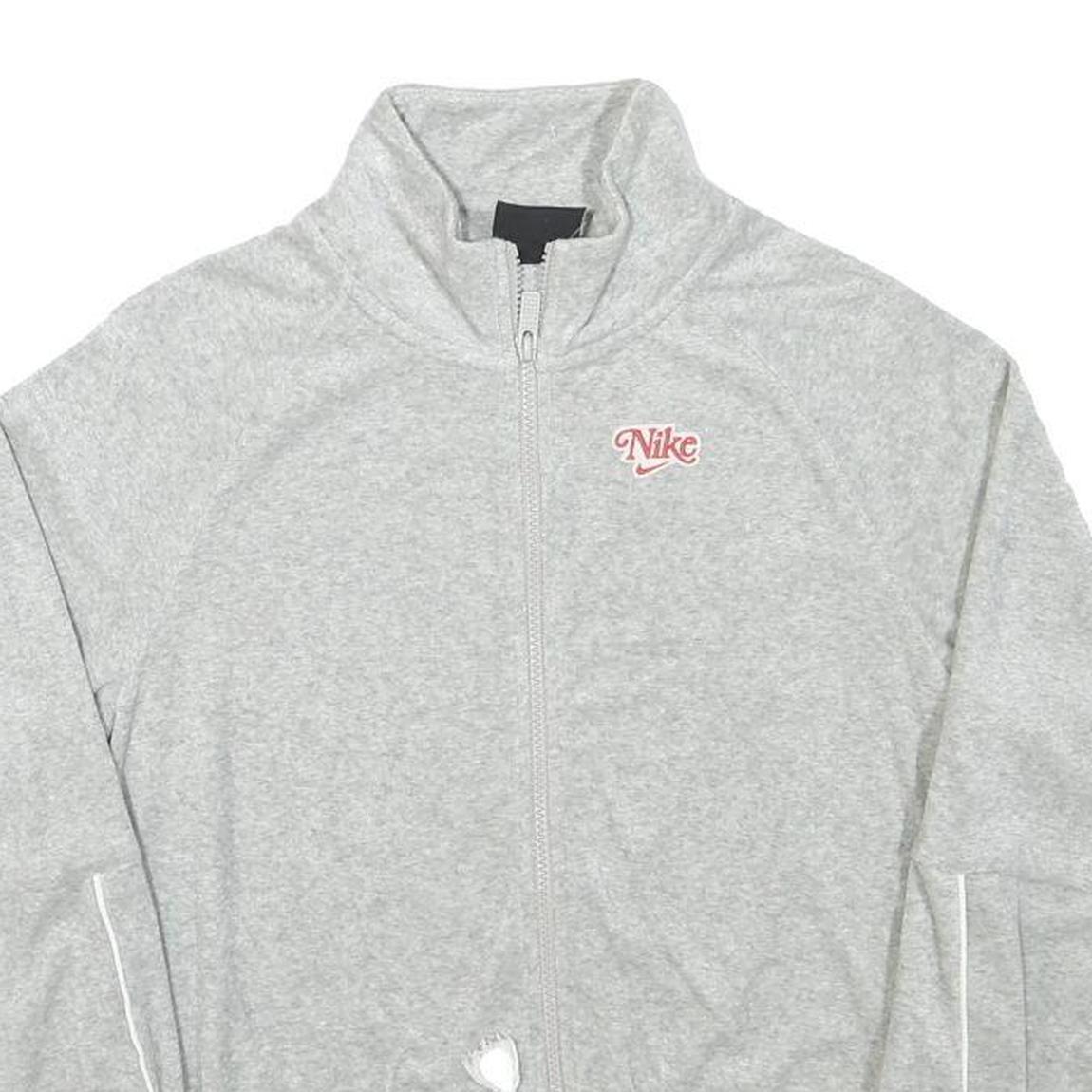 NIKE Womens Grey Lightweight Track Jacket XS Polyester Blend Zip Plain