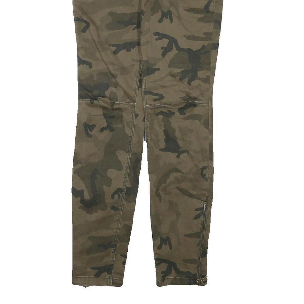 ZARA Womens Slim Fit Camouflage Cotton Blend Trousers W30 L28 Zipper Detail