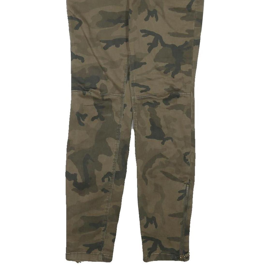 ZARA Womens Slim Fit Camouflage Cotton Blend Trousers W30 L28 Zipper Detail