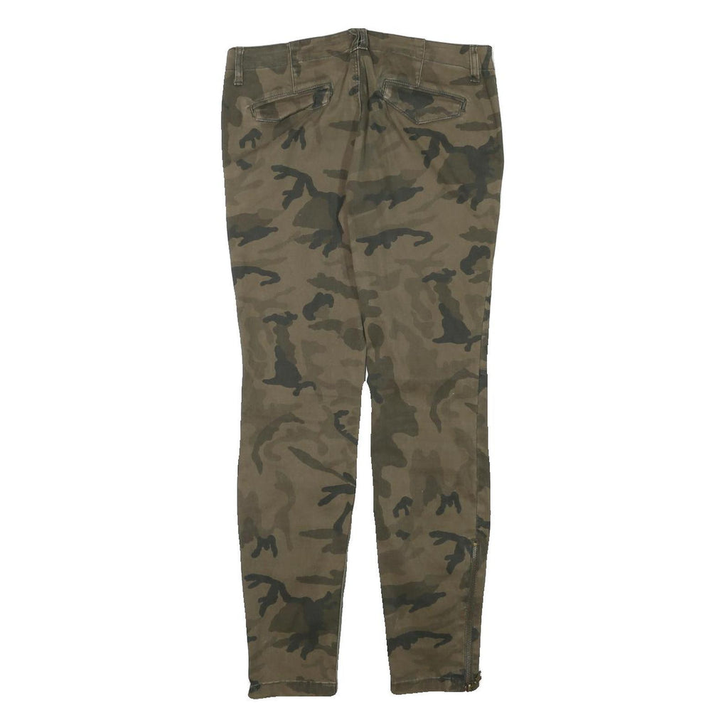 ZARA Womens Slim Fit Camouflage Cotton Blend Trousers W30 L28 Zipper Detail