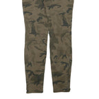 ZARA Womens Slim Fit Camouflage Cotton Blend Trousers W30 L28 Zipper Detail