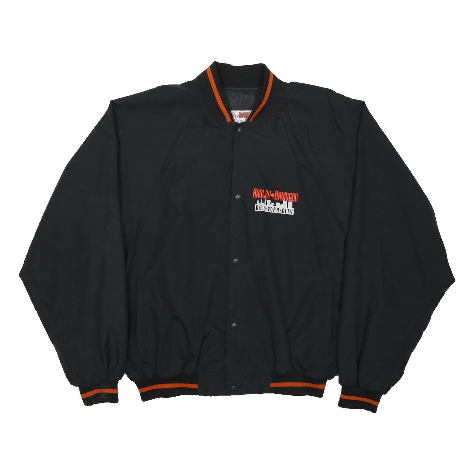 HARLEY DAVIDSON Mens Black 2XL New York City Collar Jacket Sweatshirt Motorsport