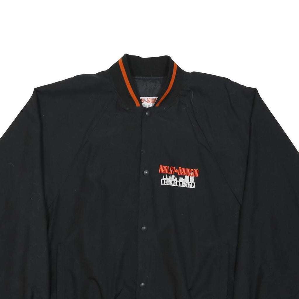 HARLEY DAVIDSON Mens Black 2XL New York City Collar Jacket Sweatshirt Motorsport