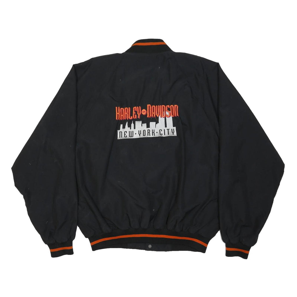 HARLEY DAVIDSON Mens Black 2XL New York City Collar Jacket Sweatshirt Motorsport