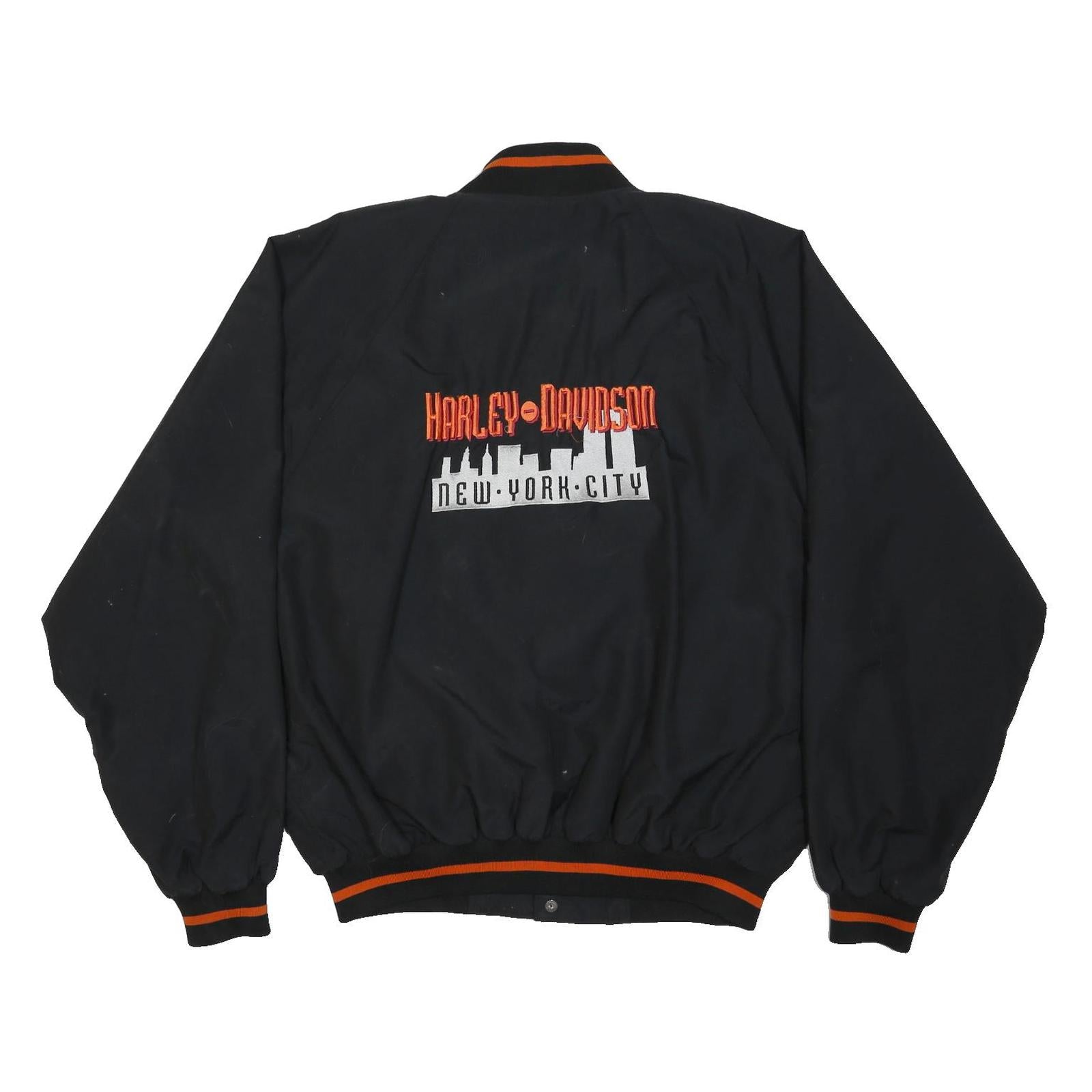 HARLEY DAVIDSON Mens Black 2XL New York City Collar Jacket Sweatshirt Motorsport