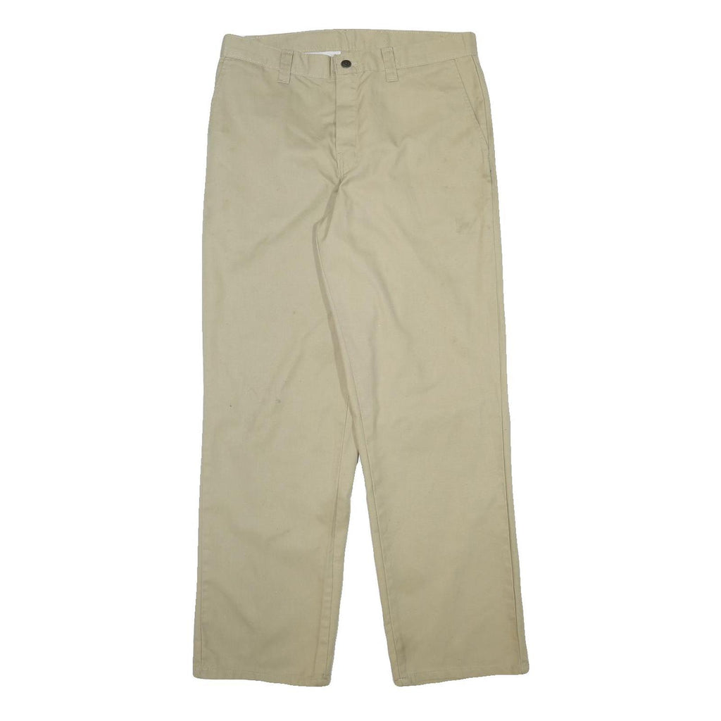 DICKIES Mens Cotton Blend Beige Regular Fit Straight Leg Trousers W32 L31