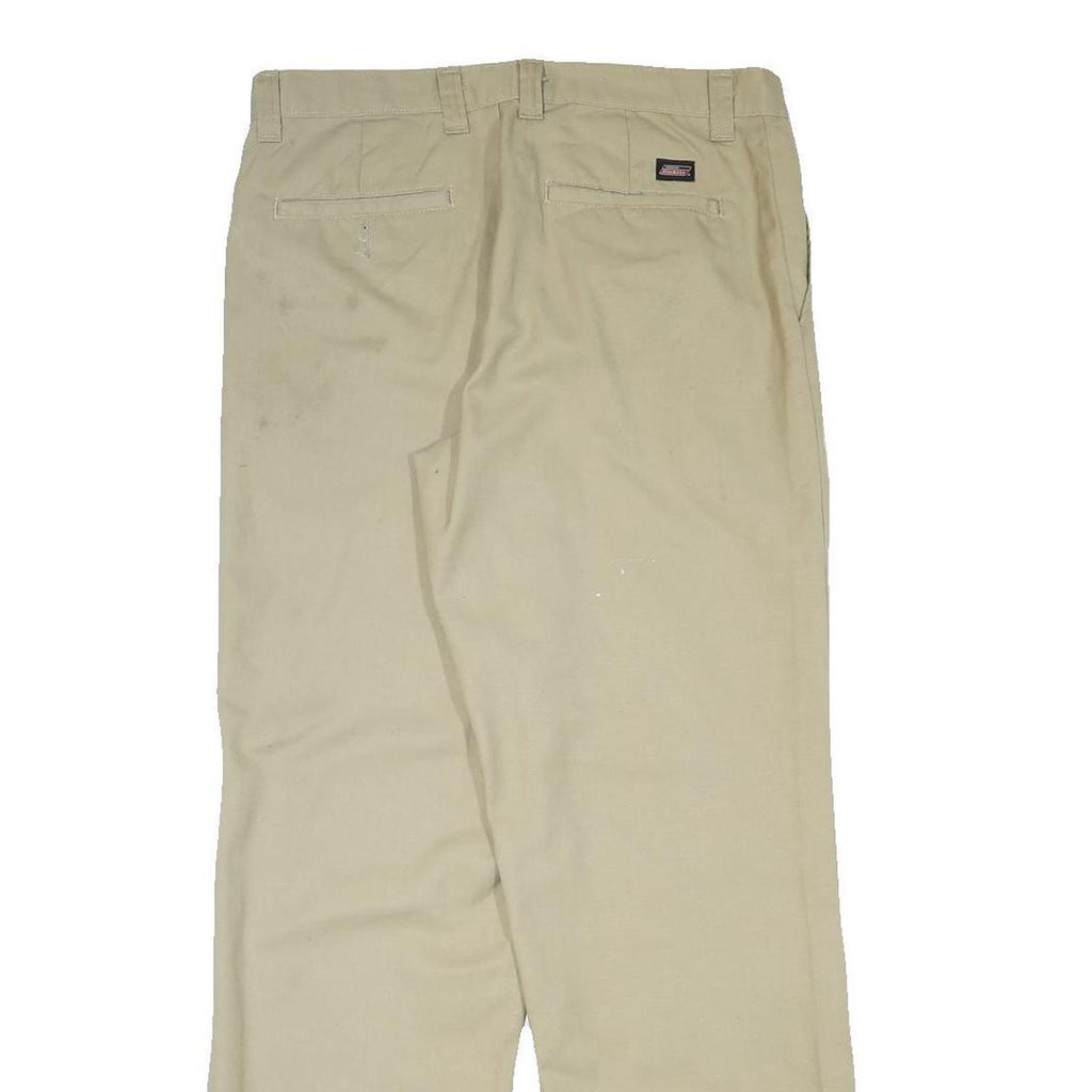 DICKIES Mens Cotton Blend Beige Regular Fit Straight Leg Trousers W32 L31