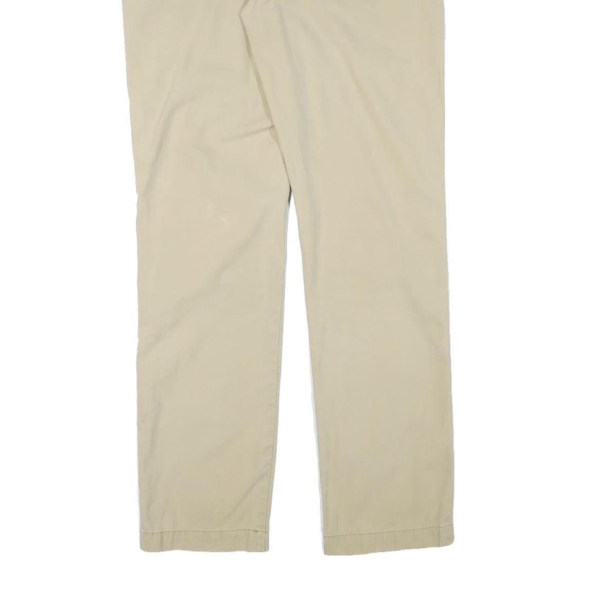 TOMMY HILFIGER Mens Cotton Blend Beige Slim Straight Trousers W32 L34 Casual