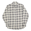 JACHS Mens Grey & White Check Shirt M Casual Cotton Blend Long Sleeve Button