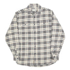 JACHS Mens Grey & White Check Shirt M Casual Cotton Blend Long Sleeve Button
