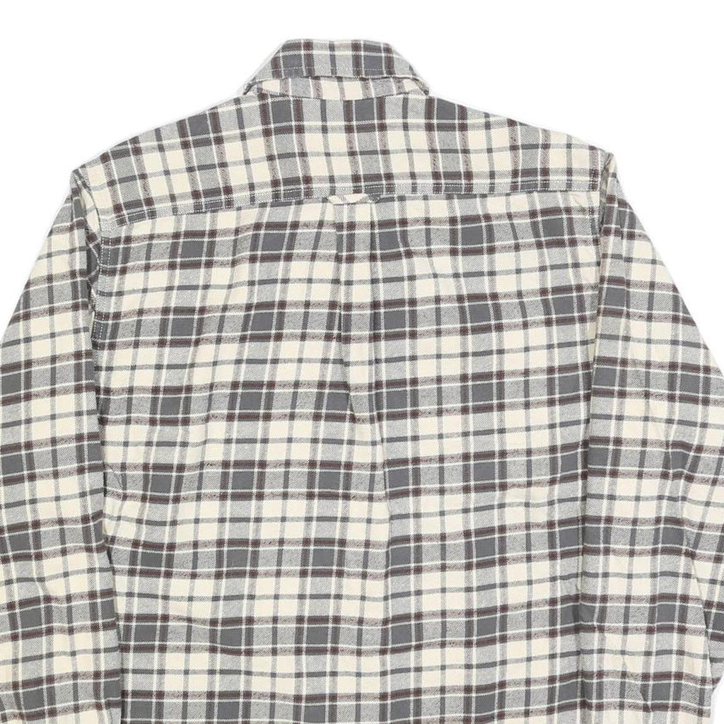 JACHS Mens Grey & White Check Shirt M Casual Cotton Blend Long Sleeve Button