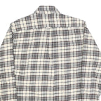 JACHS Mens Grey & White Check Shirt M Casual Cotton Blend Long Sleeve Button