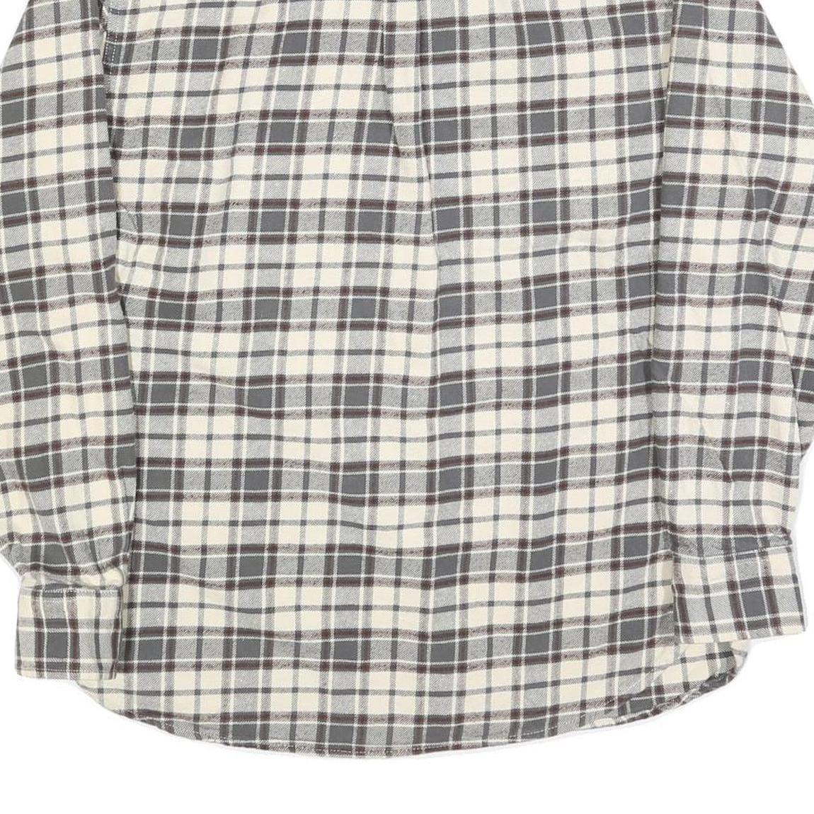 JACHS Mens Grey & White Check Shirt M Casual Cotton Blend Long Sleeve Button