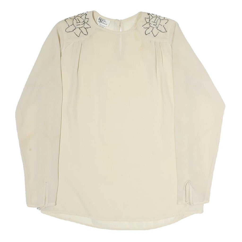 REGINA PORTERHOUSE Womens Cream Printed Long Sleeve Round Neck Top M Stylish