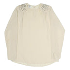 REGINA PORTERHOUSE Womens Cream Printed Long Sleeve Round Neck Top M Stylish