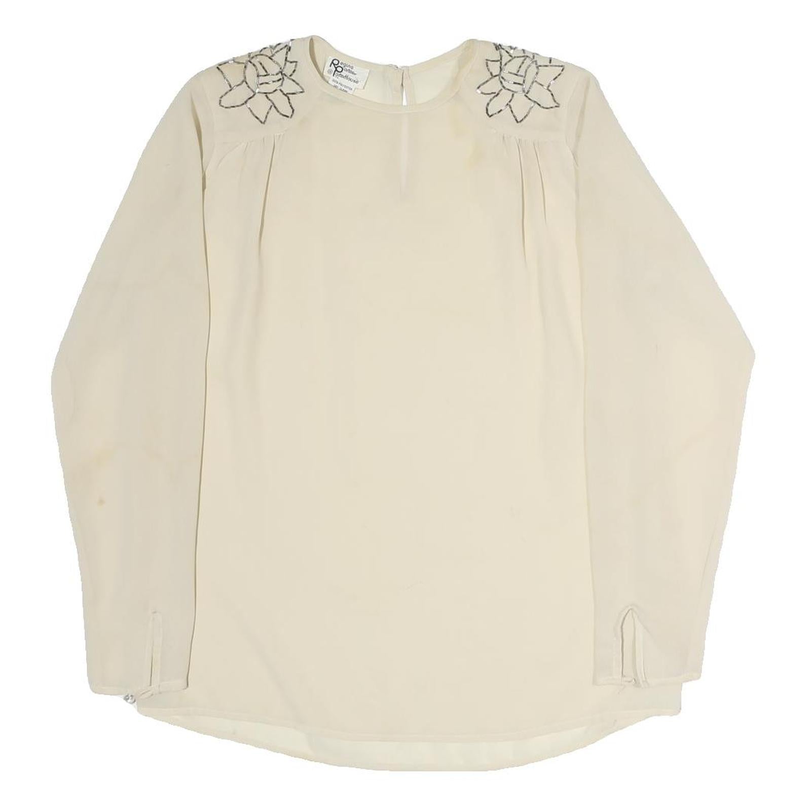 REGINA PORTERHOUSE Womens Cream Printed Long Sleeve Round Neck Top M Stylish