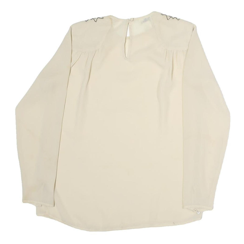 REGINA PORTERHOUSE Womens Cream Printed Long Sleeve Round Neck Top M Stylish