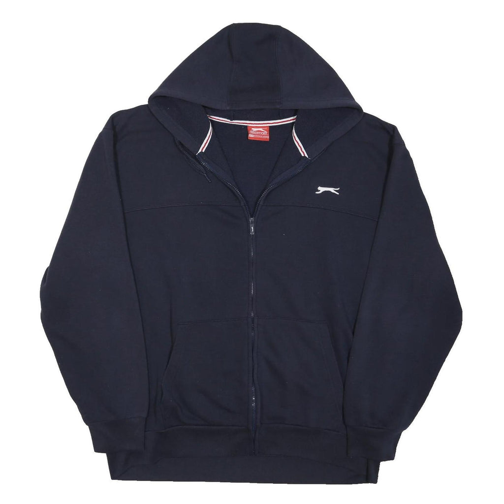 SLAZENGER Mens Navy Blue Zip Up Hoodie 2XL Cotton Blend Casual Top