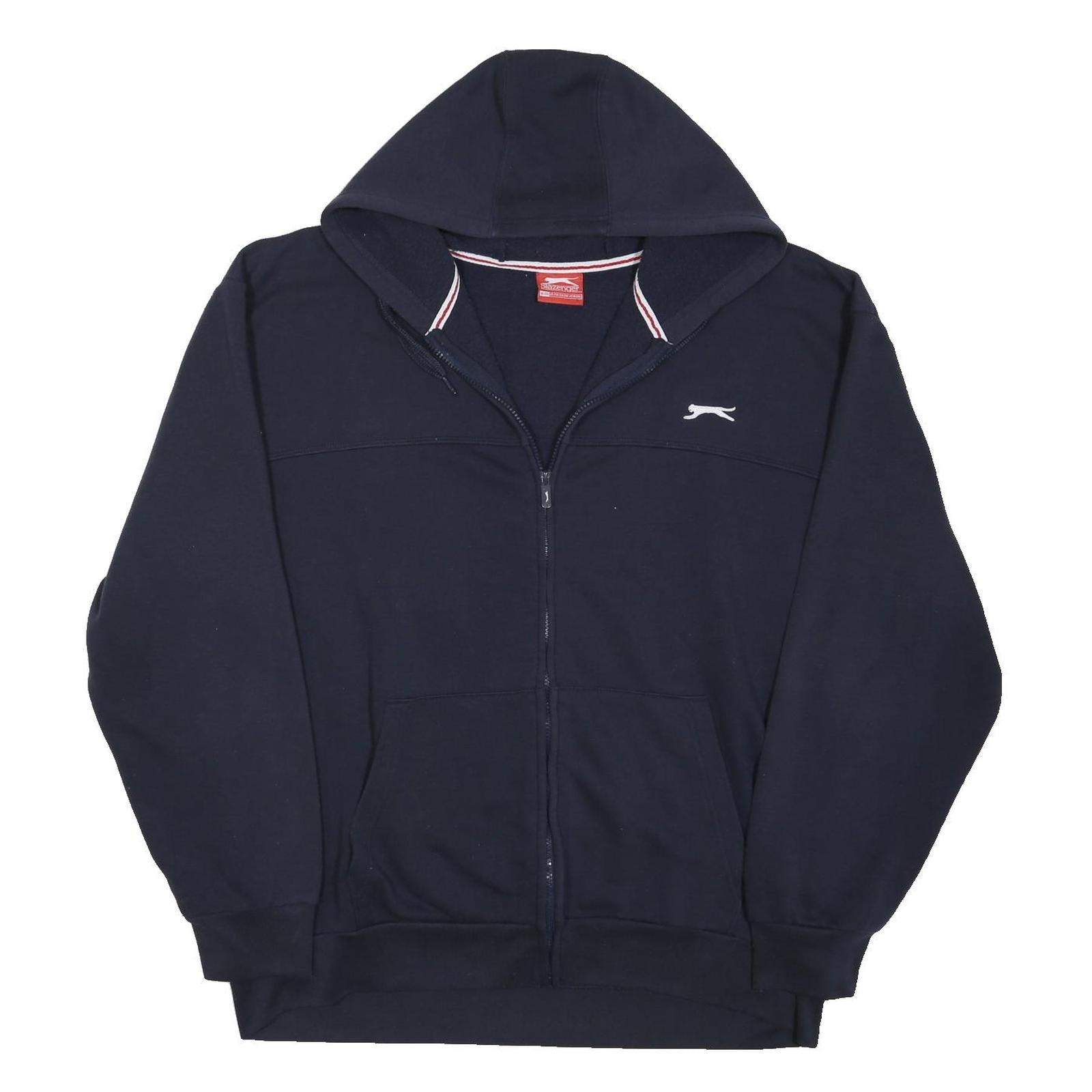 SLAZENGER Mens Navy Blue Zip Up Hoodie 2XL Cotton Blend Casual Top
