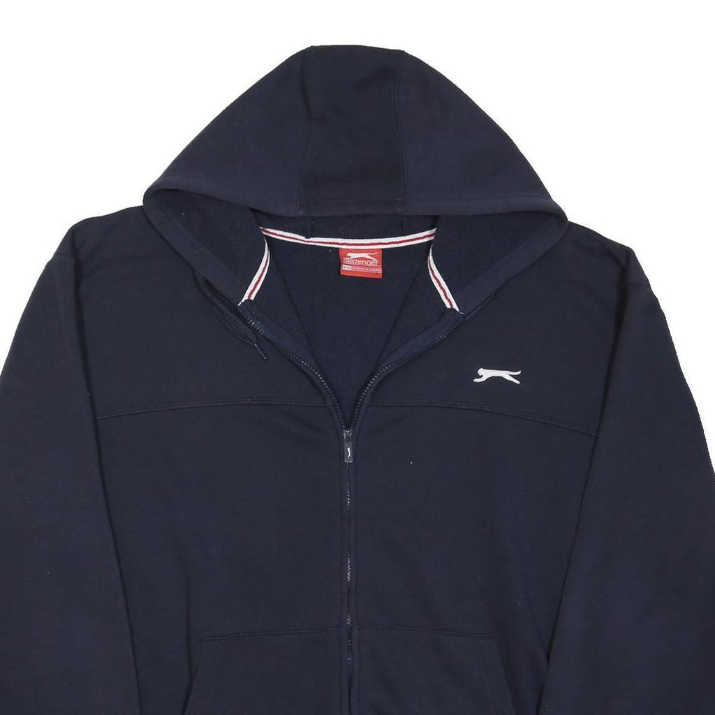 SLAZENGER Mens Navy Blue Zip Up Hoodie 2XL Cotton Blend Casual Top