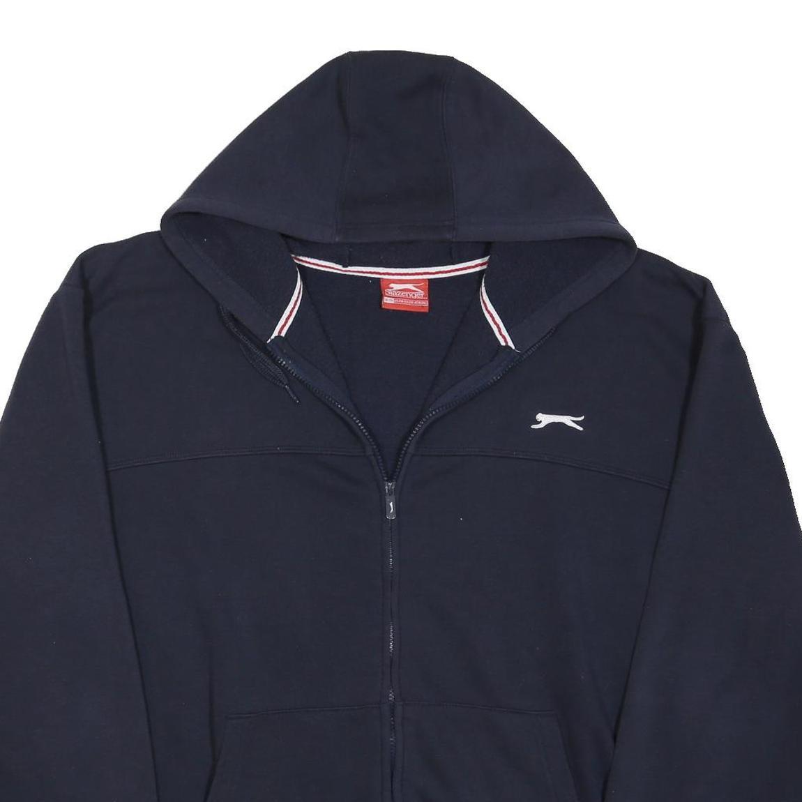 SLAZENGER Mens Navy Blue Zip Up Hoodie 2XL Cotton Blend Casual Top