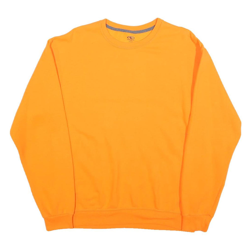ATHLETIC WORKS Mens Orange Crew Neck M Cotton Blend Sweatshirt Pullover Casual