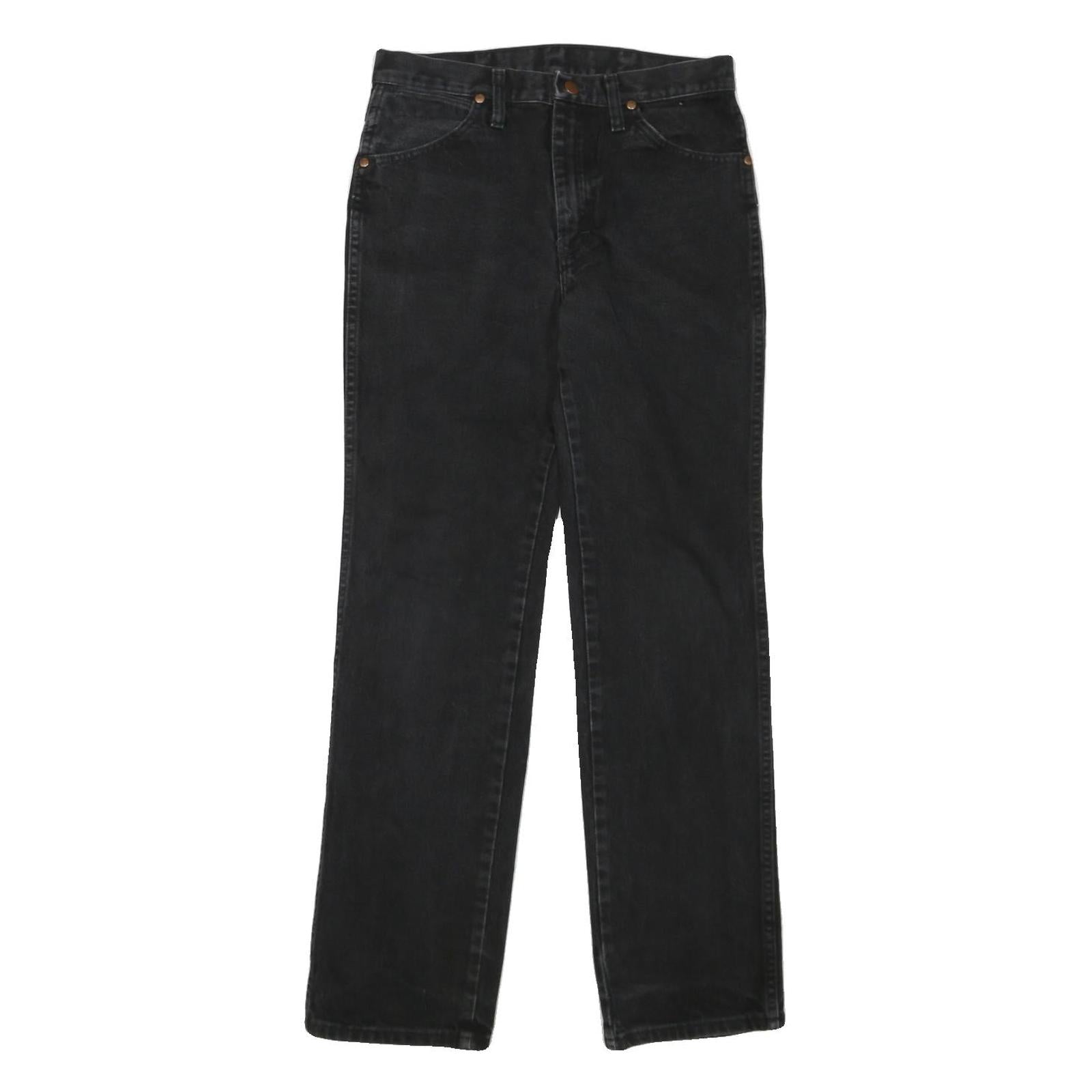WRANGLER Mens Black Regular Denim Jeans W30 L32 Classic Zip Denim Pants