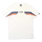 ELLESSE Mens White Navy & Orange Graphic T-Shirt L Short Sleeve Crew Neck Casual