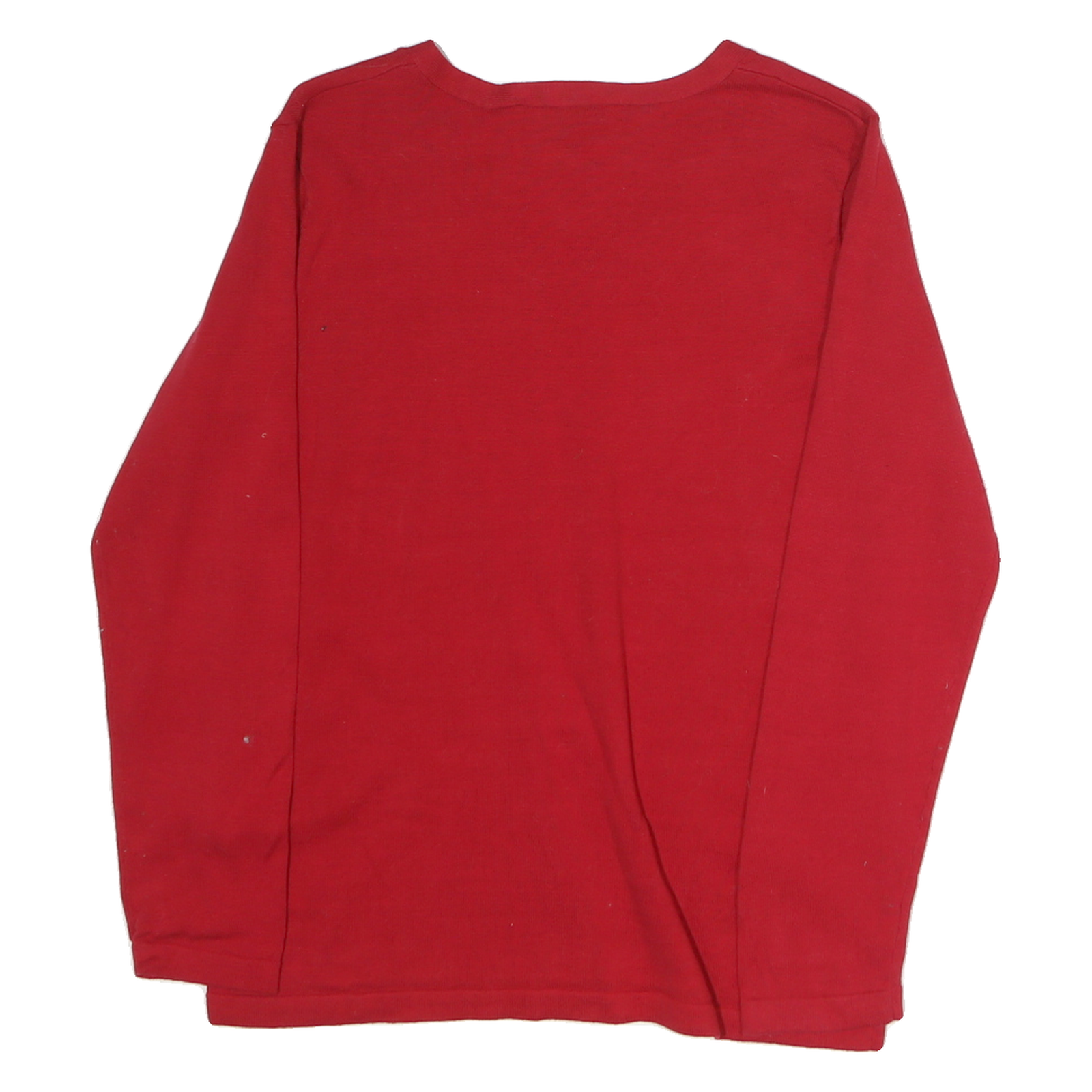 TOMMY HILFIGER Mens Red Plain Jumper V-Neck Basic Knit M Cotton Casual
