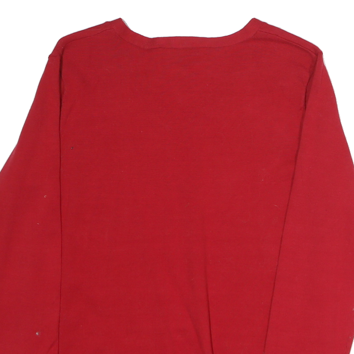 TOMMY HILFIGER Mens Red Plain Jumper V-Neck Basic Knit M Cotton Casual