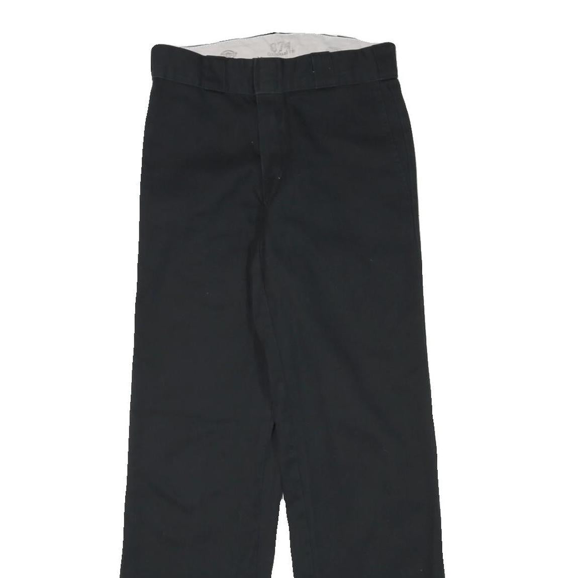 DICKIES Mens Cotton Blend Black Regular Straight Trousers W26 L30 Workwear Zip