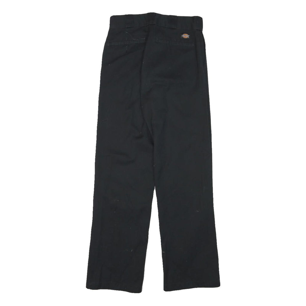 DICKIES Mens Cotton Blend Black Regular Straight Trousers W26 L30 Workwear Zip