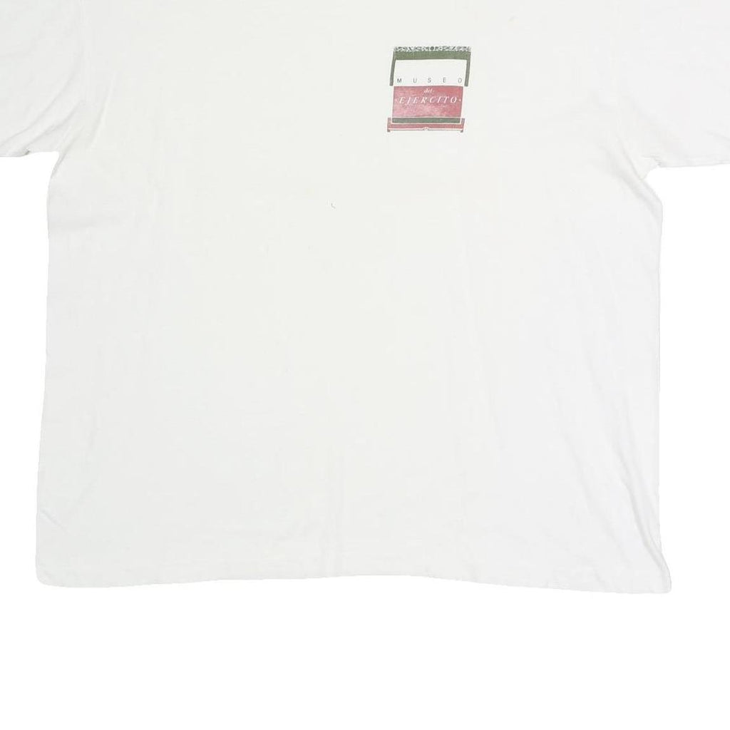 BYE-BYE Mens White Graphic T-Shirt XL Short Sleeve Crew Neck Casual Cotton