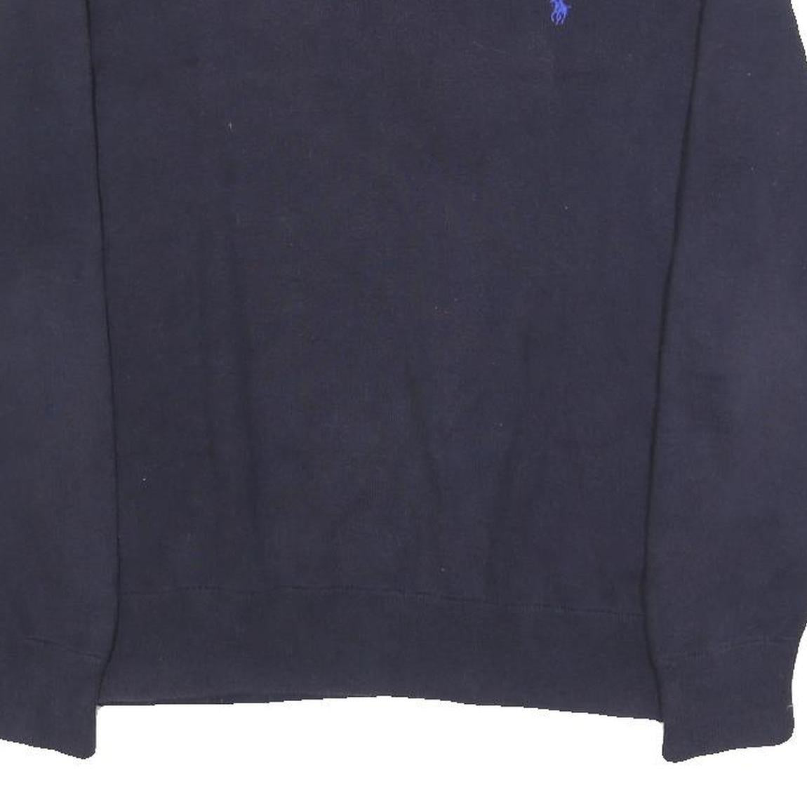 POLO RALPH LAUREN Boys Navy Blue Plain Cotton Jumper Crew Neck Basic Knit L