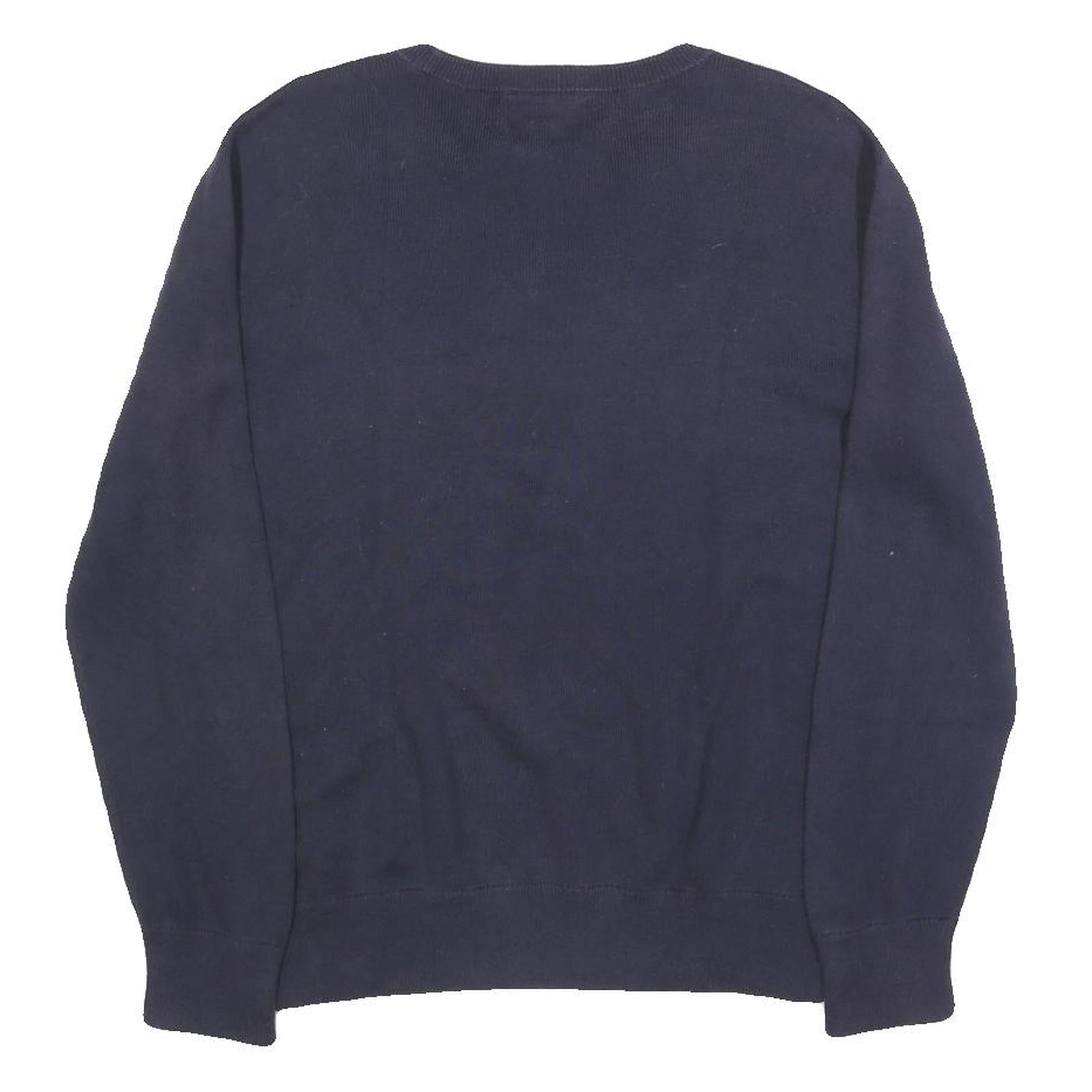 POLO RALPH LAUREN Boys Navy Blue Plain Cotton Jumper Crew Neck Basic Knit L