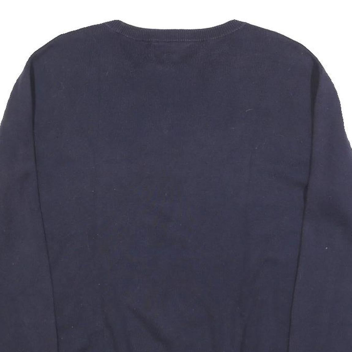 POLO RALPH LAUREN Boys Navy Blue Plain Cotton Jumper Crew Neck Basic Knit L