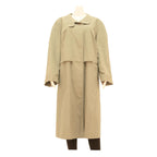 Womens Beige Cotton Blend Button Jacket L Long Sleeve Classic Fit Plain Button