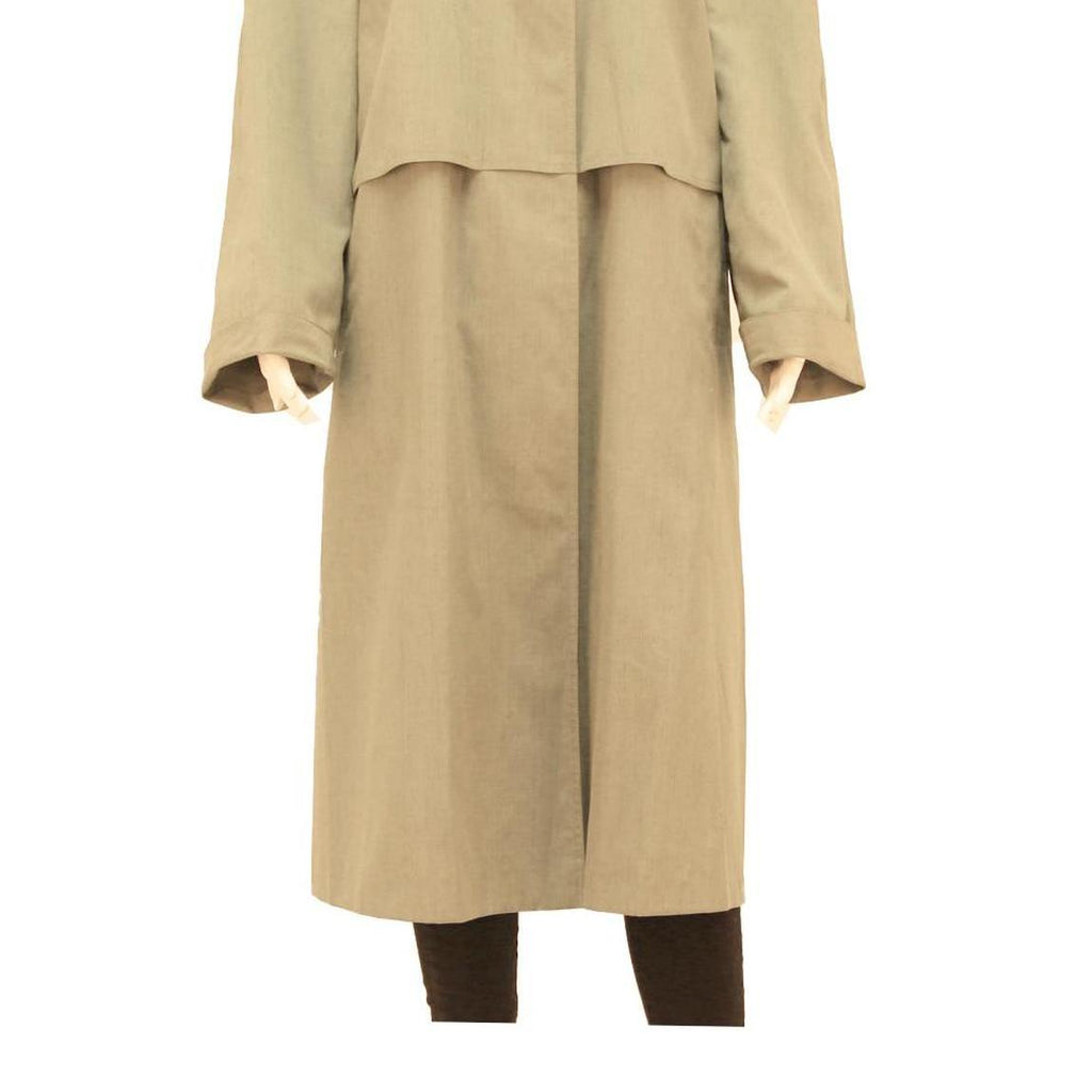 Womens Beige Cotton Blend Button Jacket L Long Sleeve Classic Fit Plain Button