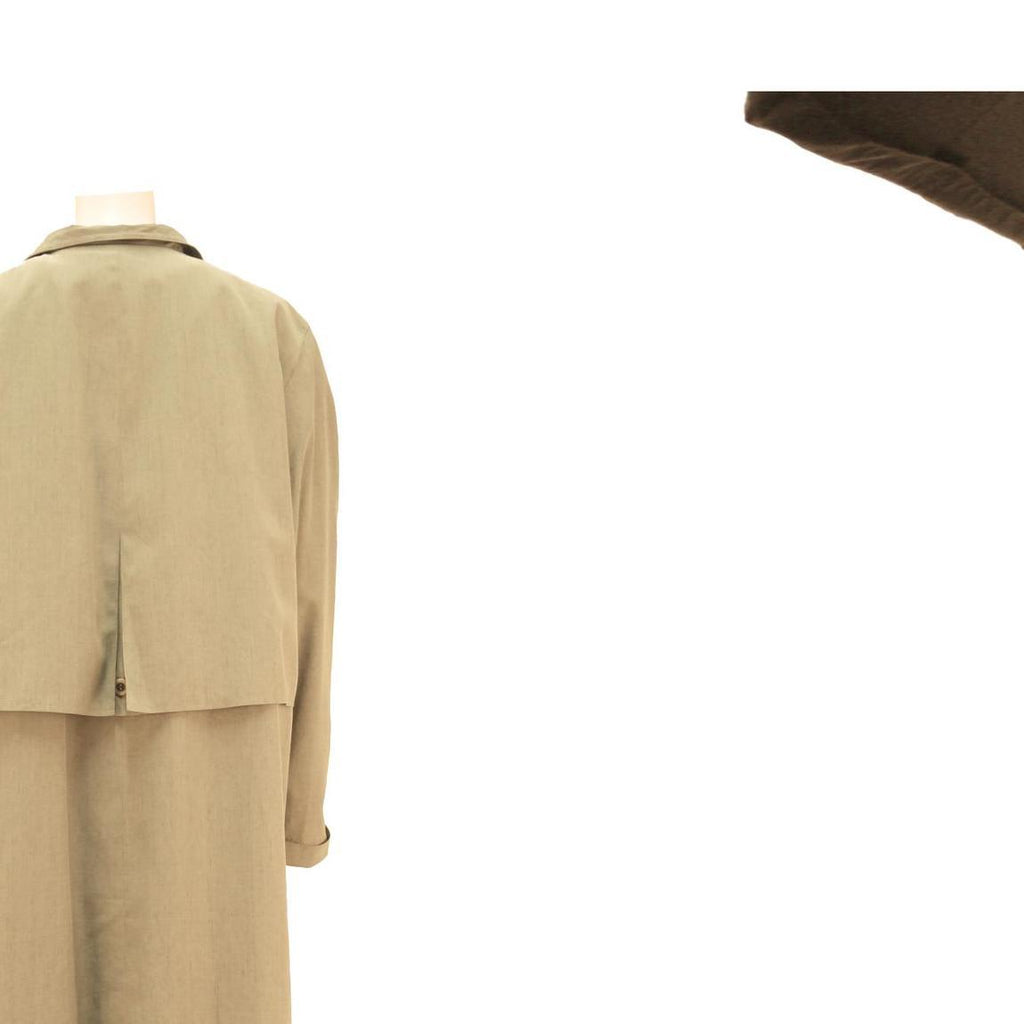 Womens Beige Cotton Blend Button Jacket L Long Sleeve Classic Fit Plain Button