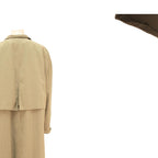 Womens Beige Cotton Blend Button Jacket L Long Sleeve Classic Fit Plain Button