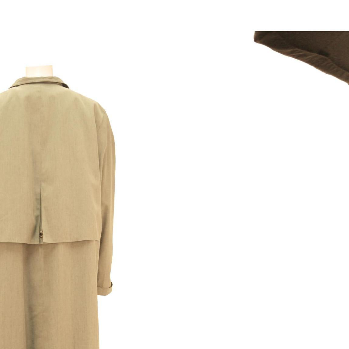 Womens Beige Cotton Blend Button Jacket L Long Sleeve Classic Fit Plain Button