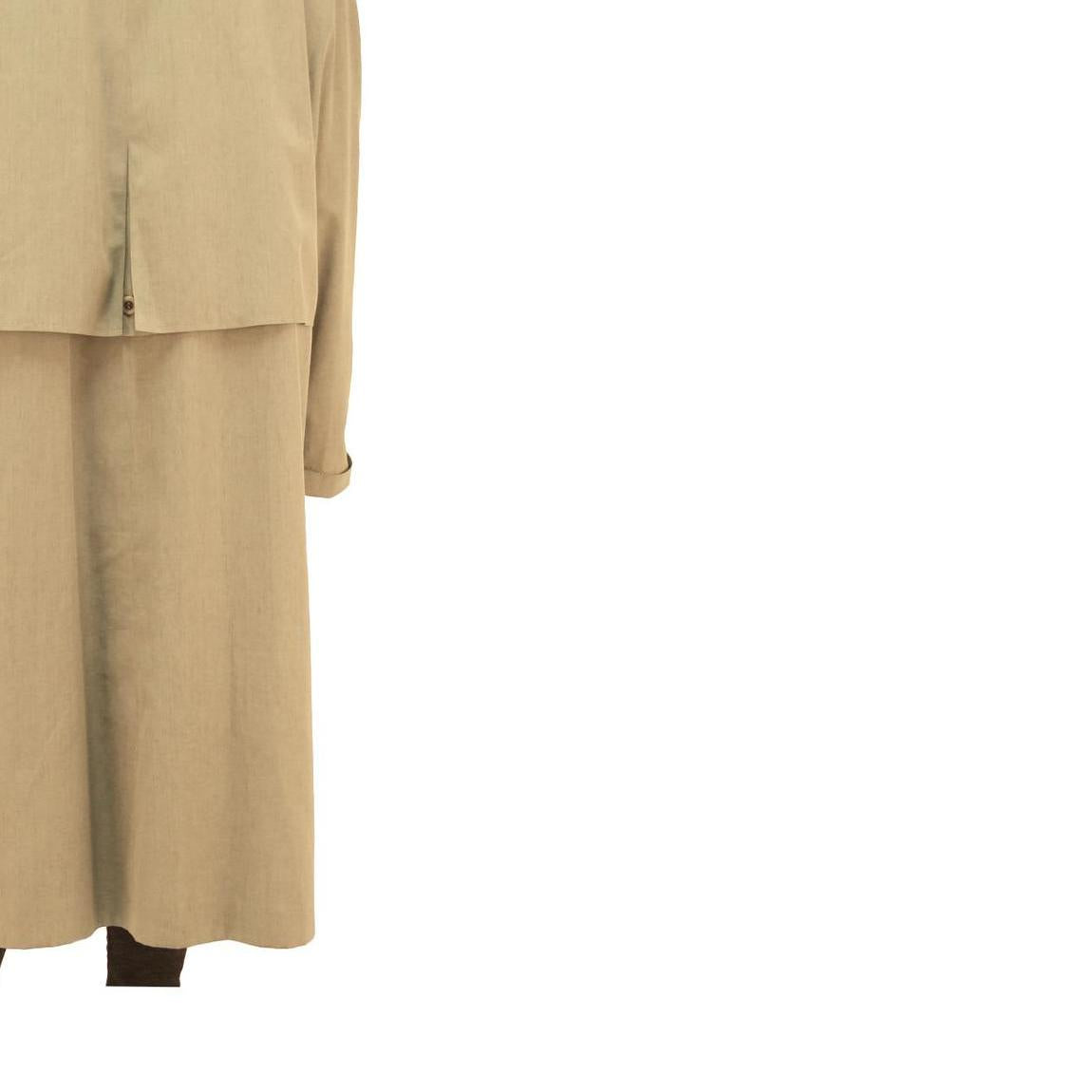 Womens Beige Cotton Blend Button Jacket L Long Sleeve Classic Fit Plain Button