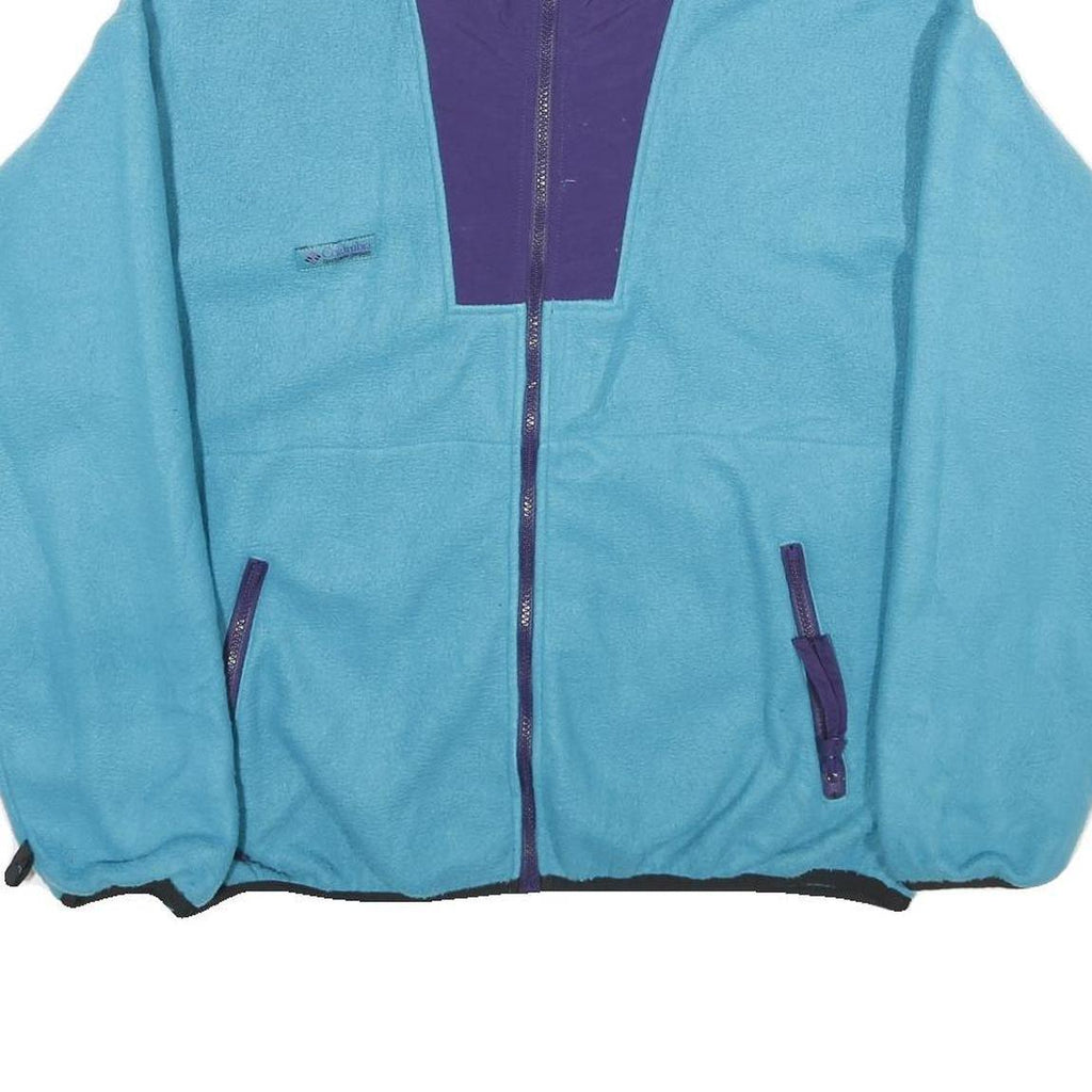 COLUMBIA Womens Blue & Purple Fleece Jacket L Polyester Blend Zip Casual Outdoor