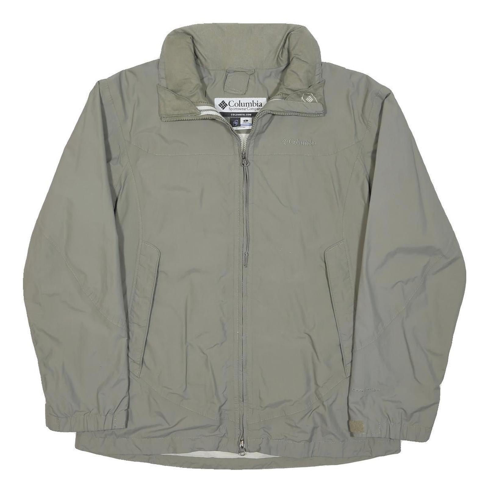 COLUMBIA Womens Beige Lightweight Jacket L Nylon Plain Zip Outdoor Casual