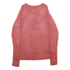 CHICOREE Womens Pink Plain Acrylic V-Neck Jumper M Soft Comfortable Style