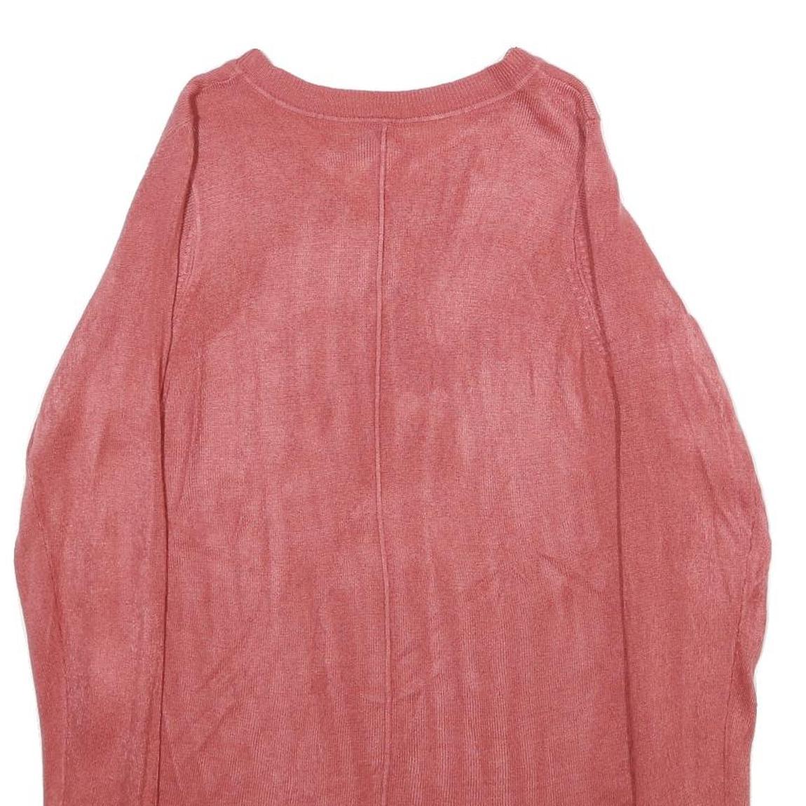 CHICOREE Womens Pink Plain Acrylic V-Neck Jumper M Soft Comfortable Style