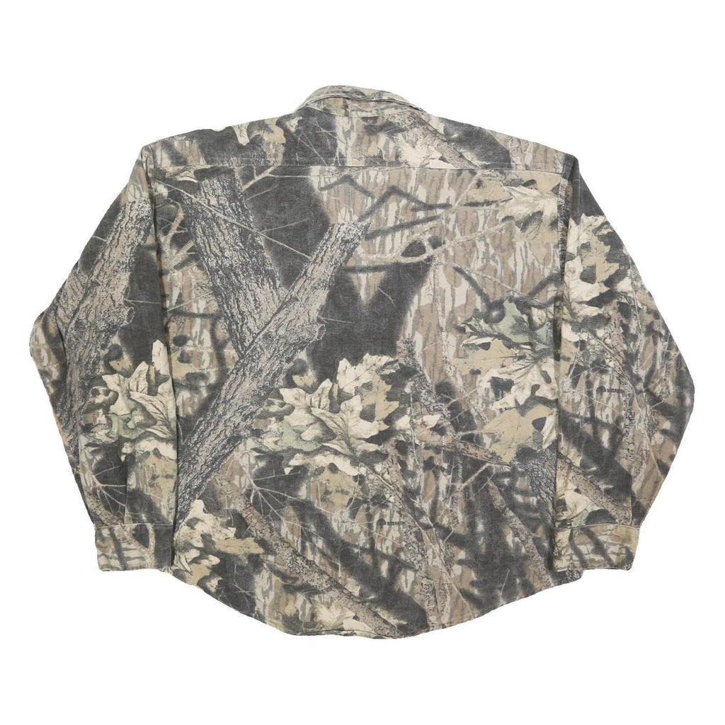 CODET Mens Grey & Beige Camouflage Cotton Blend Shirt XL Long Sleeve Buttons