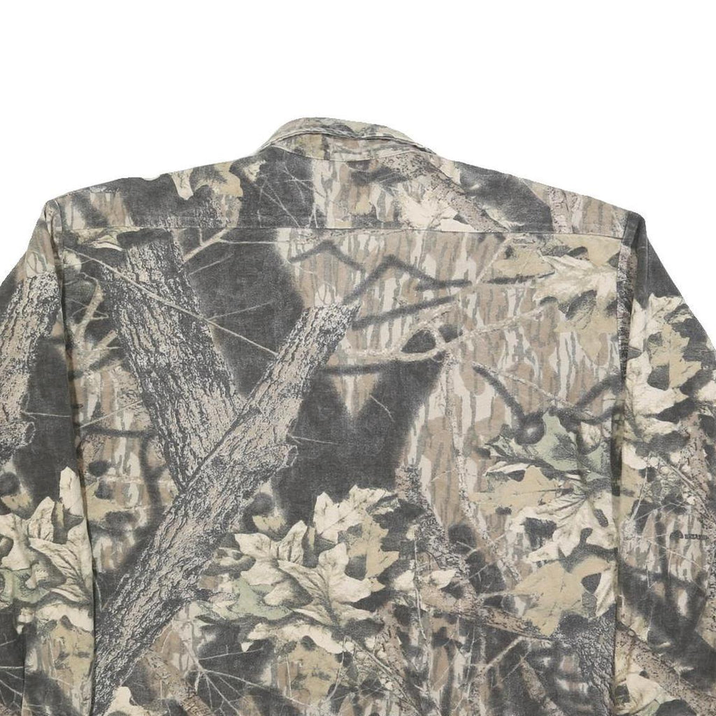 CODET Mens Grey & Beige Camouflage Cotton Blend Shirt XL Long Sleeve Buttons