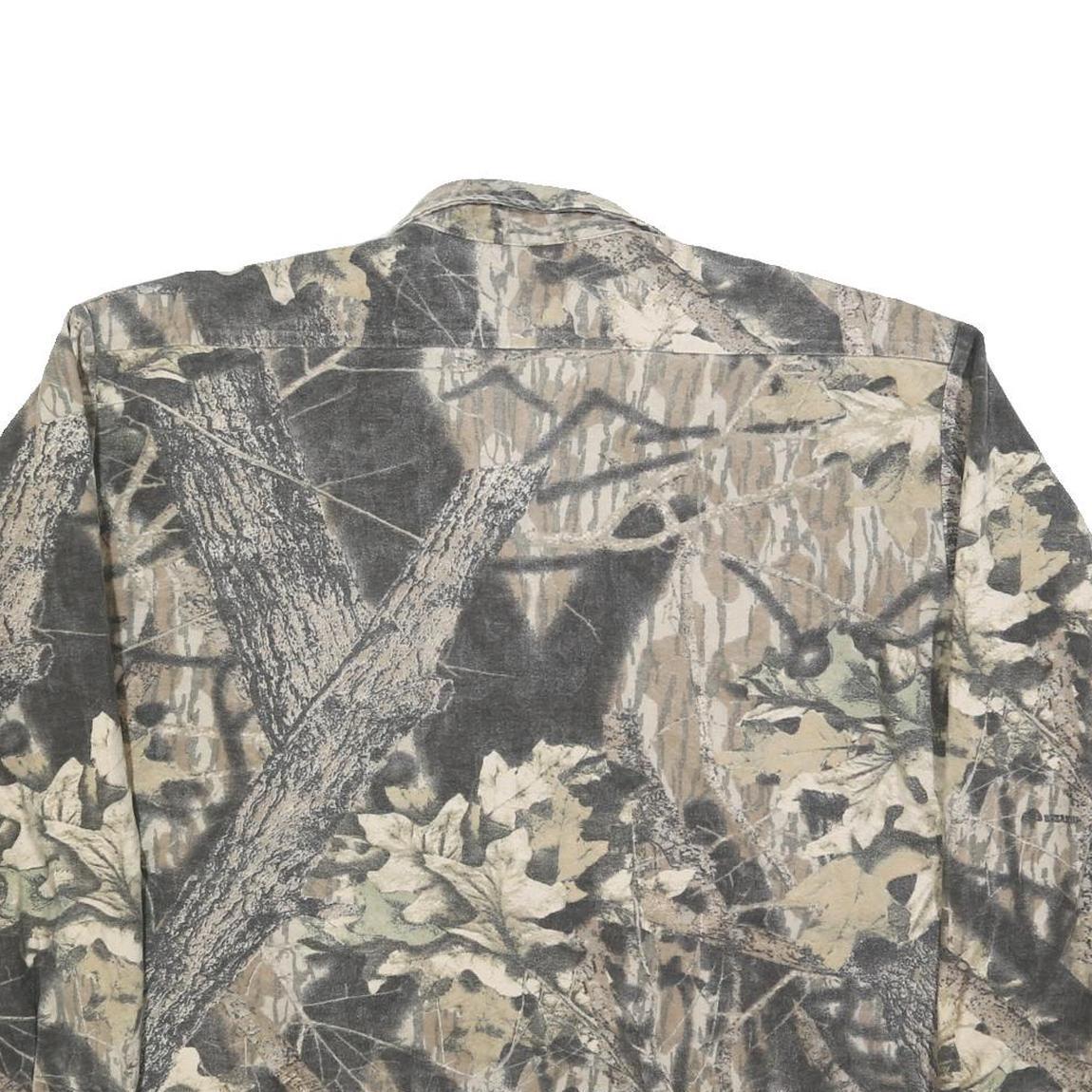 CODET Mens Grey & Beige Camouflage Cotton Blend Shirt XL Long Sleeve Buttons