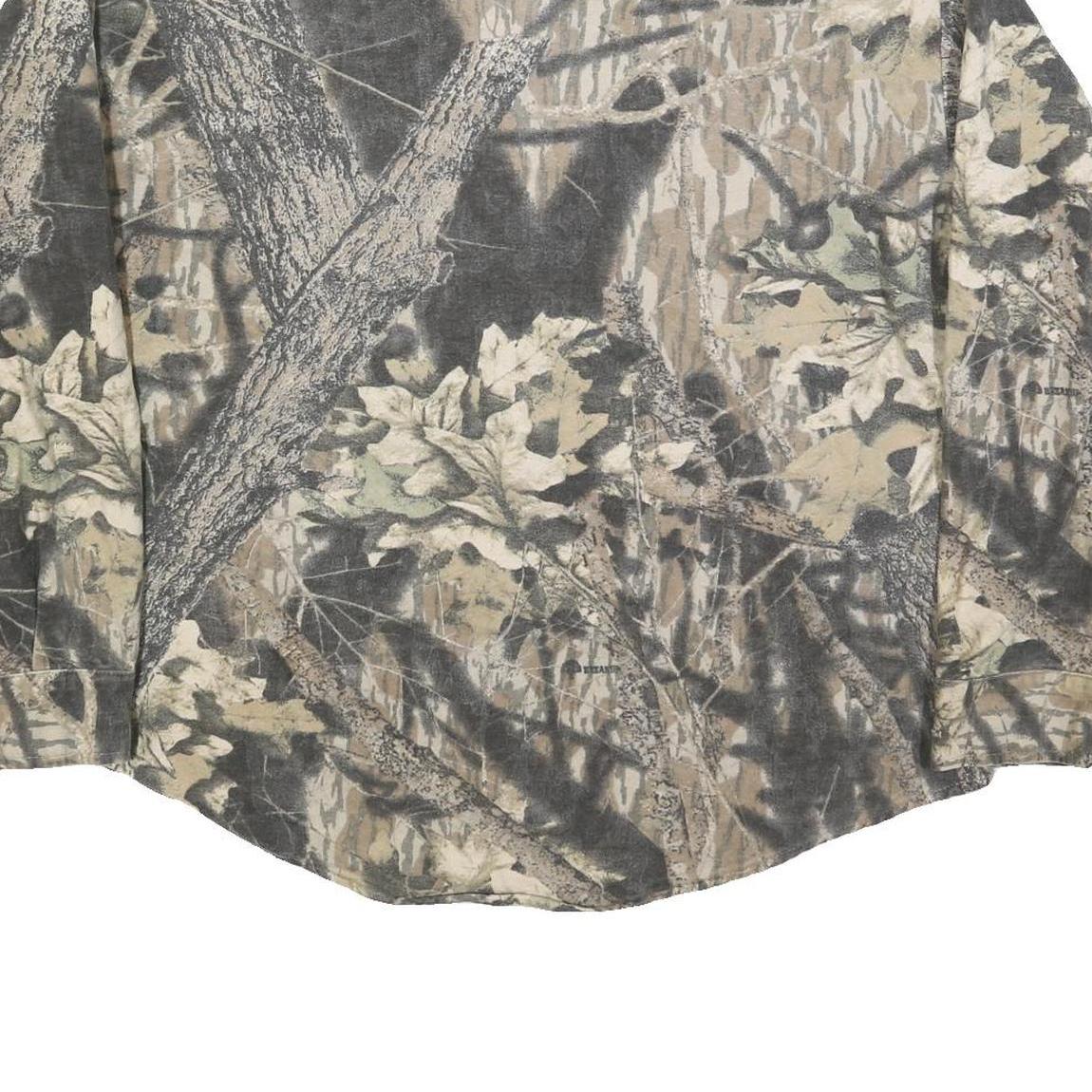 CODET Mens Grey & Beige Camouflage Cotton Blend Shirt XL Long Sleeve Buttons